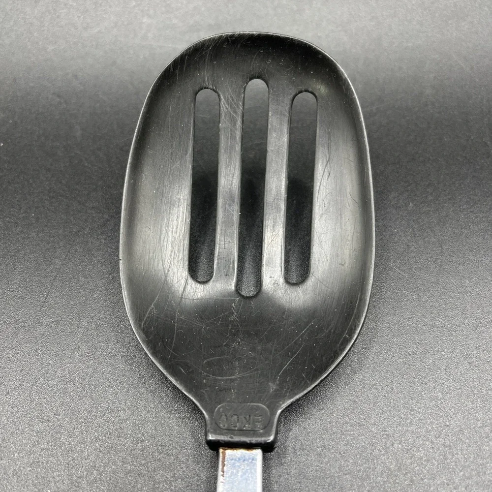 Vtg EKCO Nylon Slotted Spoon Cooking Serving Black Heat Resistant‎ 400° F 12